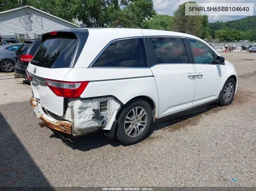 2011 Honda Odyssey Ex-L VIN: 5FNRL5H65BB104640 Lot: 42602669