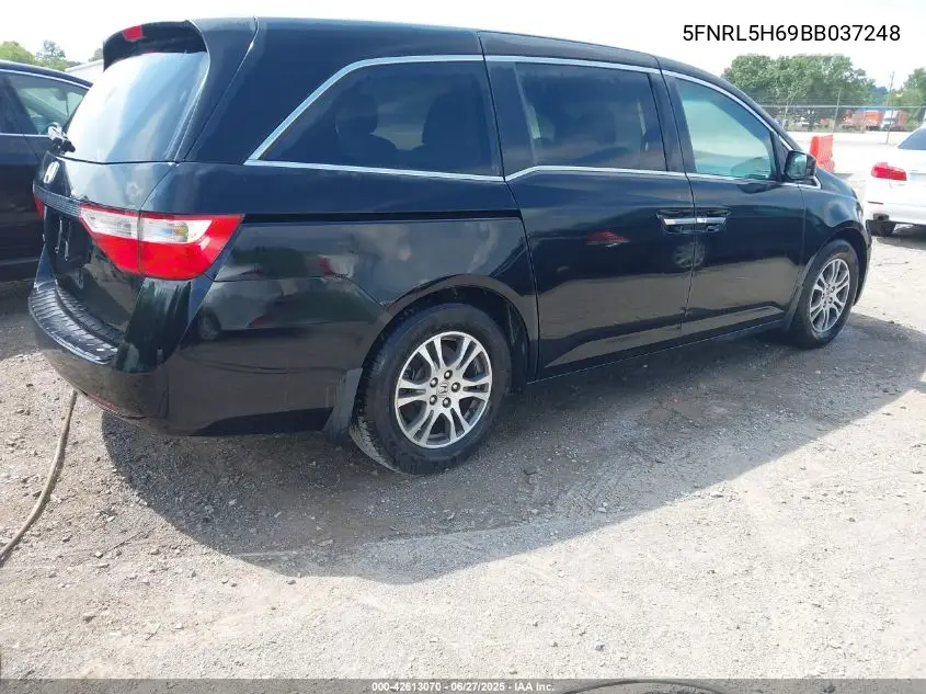 2011 Honda Odyssey Ex-L VIN: 5FNRL5H69BB037248 Lot: 42613070