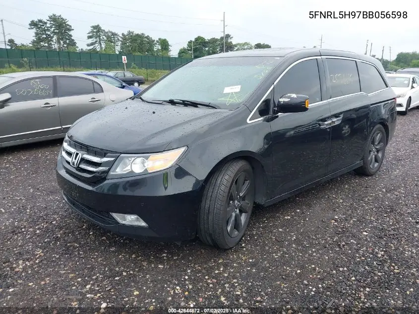 2011 Honda Odyssey Touring/Touring Elite VIN: 5FNRL5H97BB056598 Lot: 42644872