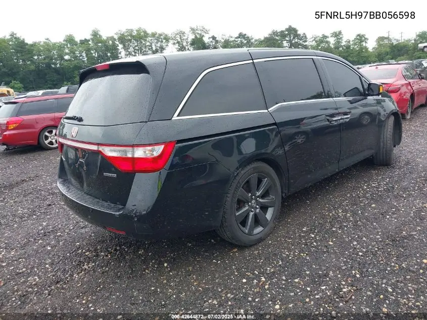 2011 Honda Odyssey Touring/Touring Elite VIN: 5FNRL5H97BB056598 Lot: 42644872