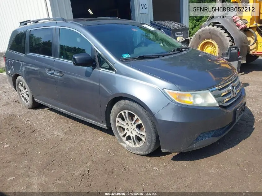 2011 Honda Odyssey Ex-L VIN: 5FNRL5H68BB052212 Lot: 42649096