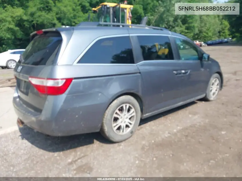 2011 Honda Odyssey Ex-L VIN: 5FNRL5H68BB052212 Lot: 42649096
