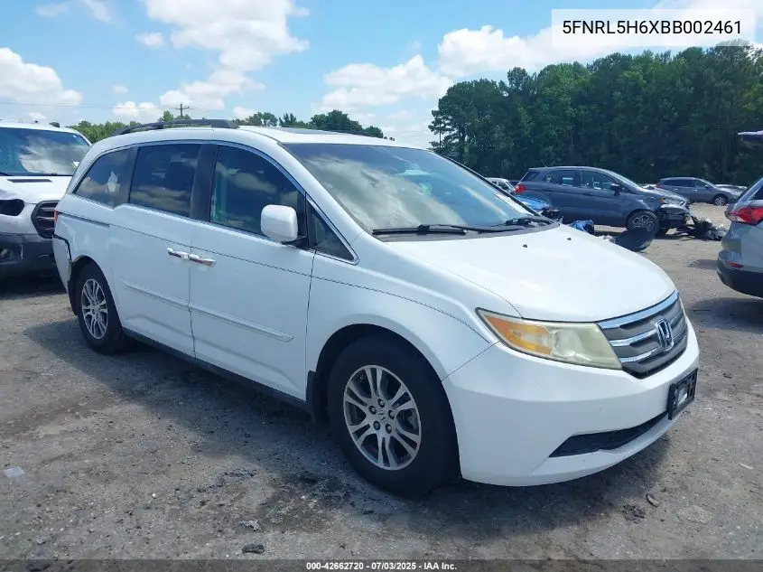 2011 Honda Odyssey Ex-L VIN: 5FNRL5H6XBB002461 Lot: 42662720