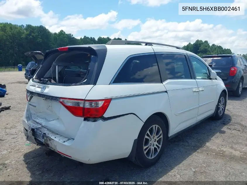 2011 Honda Odyssey Ex-L VIN: 5FNRL5H6XBB002461 Lot: 42662720