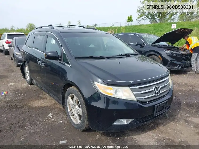 2012 Honda Odyssey Touring/Touring Elite VIN: 5FNRL5H96CB508381 Lot: 12321585