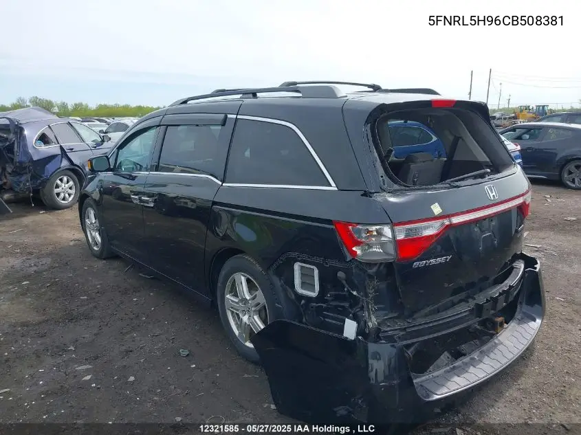 2012 Honda Odyssey Touring/Touring Elite VIN: 5FNRL5H96CB508381 Lot: 12321585