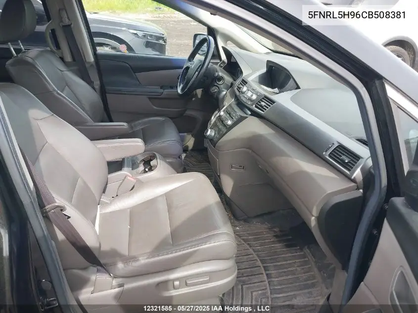 2012 Honda Odyssey Touring/Touring Elite VIN: 5FNRL5H96CB508381 Lot: 12321585