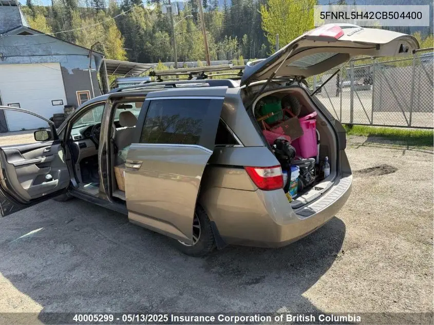 2012 Honda Odyssey Ex VIN: 5FNRL5H42CB504400 Lot: 40005299
