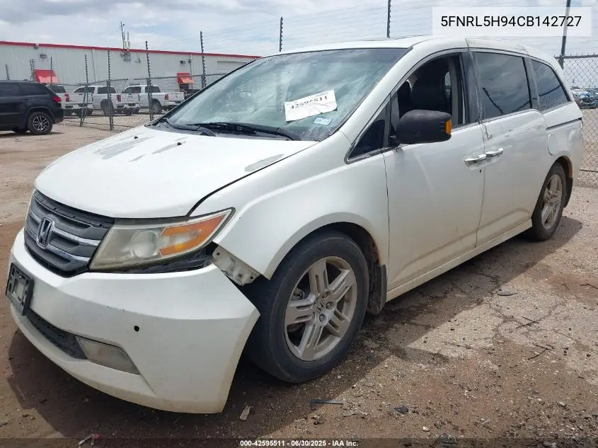 2012 Honda Odyssey Touring/Touring Elite VIN: 5FNRL5H94CB142727 Lot: 42595511