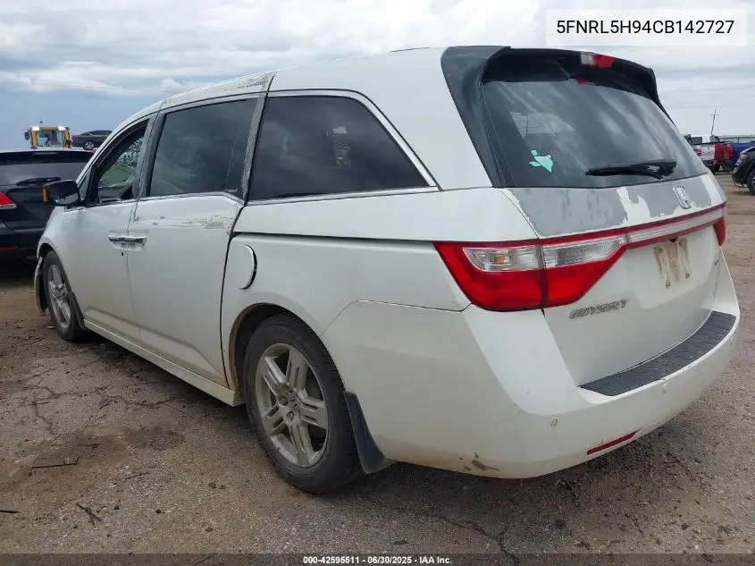 2012 Honda Odyssey Touring/Touring Elite VIN: 5FNRL5H94CB142727 Lot: 42595511