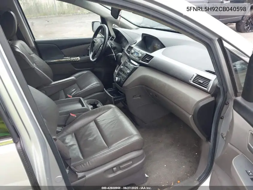 2012 Honda Odyssey Touring/Touring Elite VIN: 5FNRL5H92CB040598 Lot: 42608958