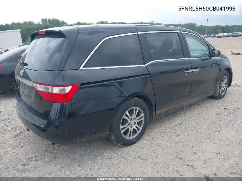 2012 Honda Odyssey Ex-L VIN: 5FNRL5H60CB041996 Lot: 42628292