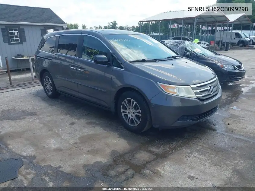 2012 Honda Odyssey Ex-L VIN: 5FNRL5H62CB099298 Lot: 42649423