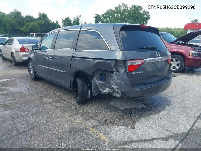 2012 Honda Odyssey Ex-L VIN: 5FNRL5H62CB099298 Lot: 42649423
