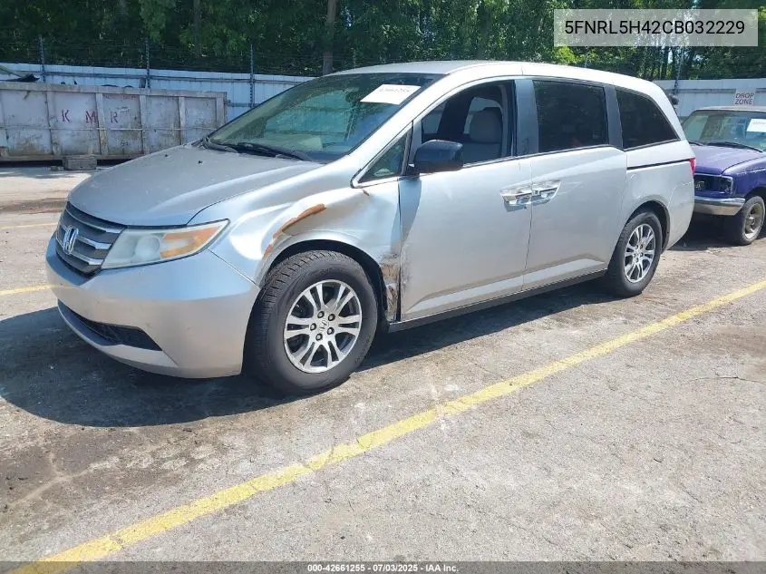 2012 Honda Odyssey Ex VIN: 5FNRL5H42CB032229 Lot: 42661255