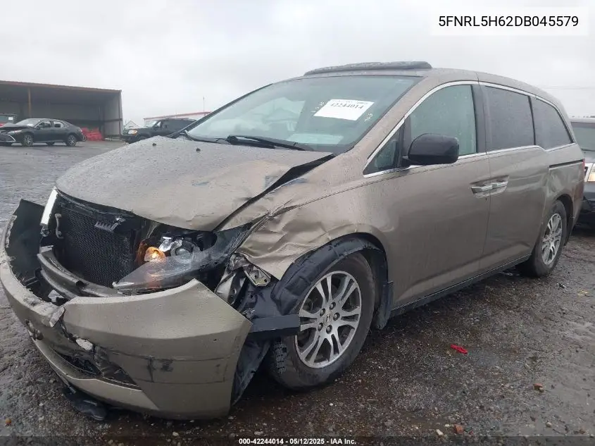 2013 Honda Odyssey Ex-L VIN: 5FNRL5H62DB045579 Lot: 42244014