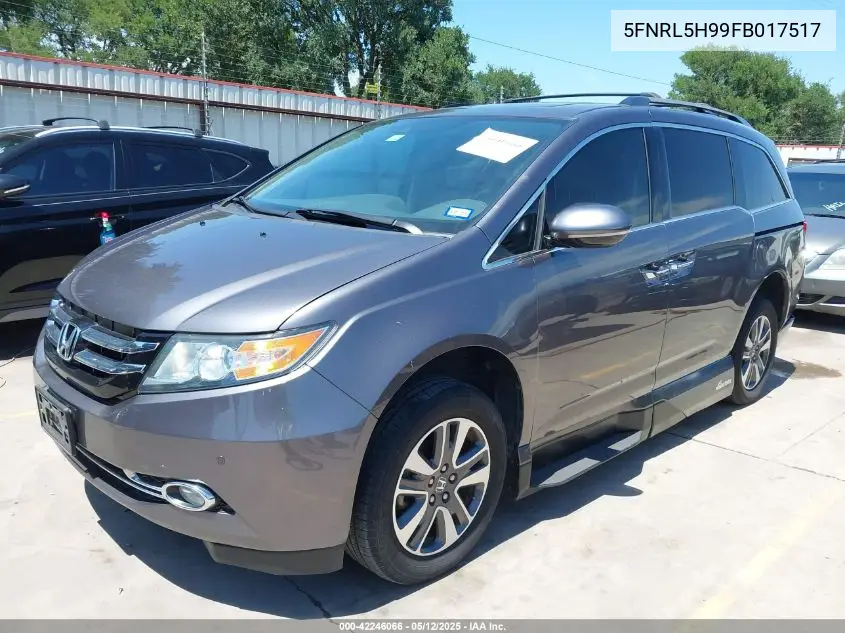 2015 Honda Odyssey Touring/Touring Elite VIN: 5FNRL5H99FB017517 Lot: 42246066