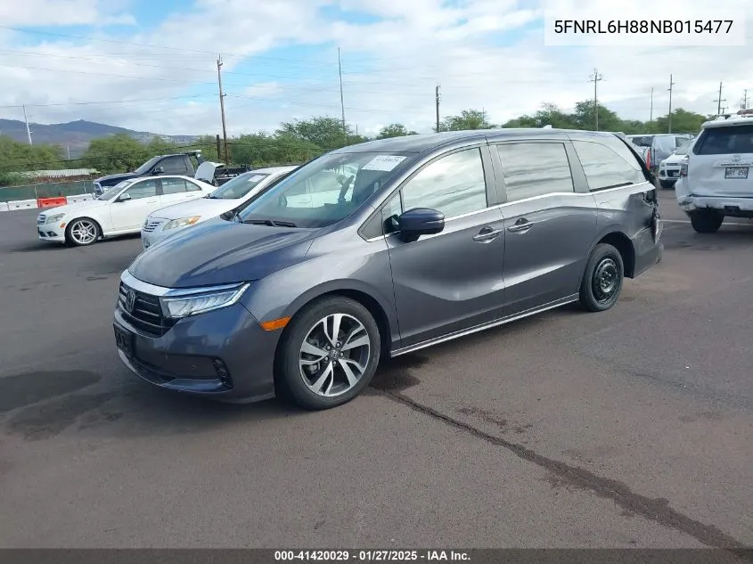 2022 Honda Odyssey Touring VIN: 5FNRL6H88NB015477 Lot: 41420029