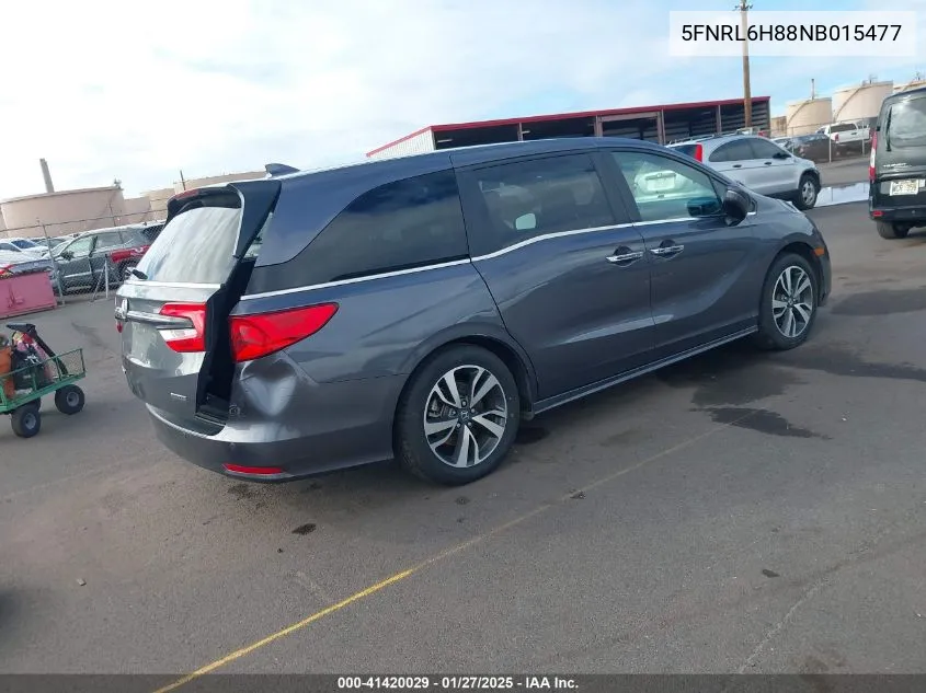 2022 Honda Odyssey Touring VIN: 5FNRL6H88NB015477 Lot: 41420029