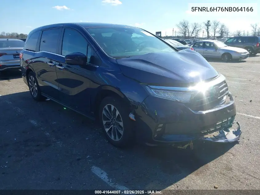 2022 Honda Odyssey Ex-L VIN: 5FNRL6H76NB064166 Lot: 41644007