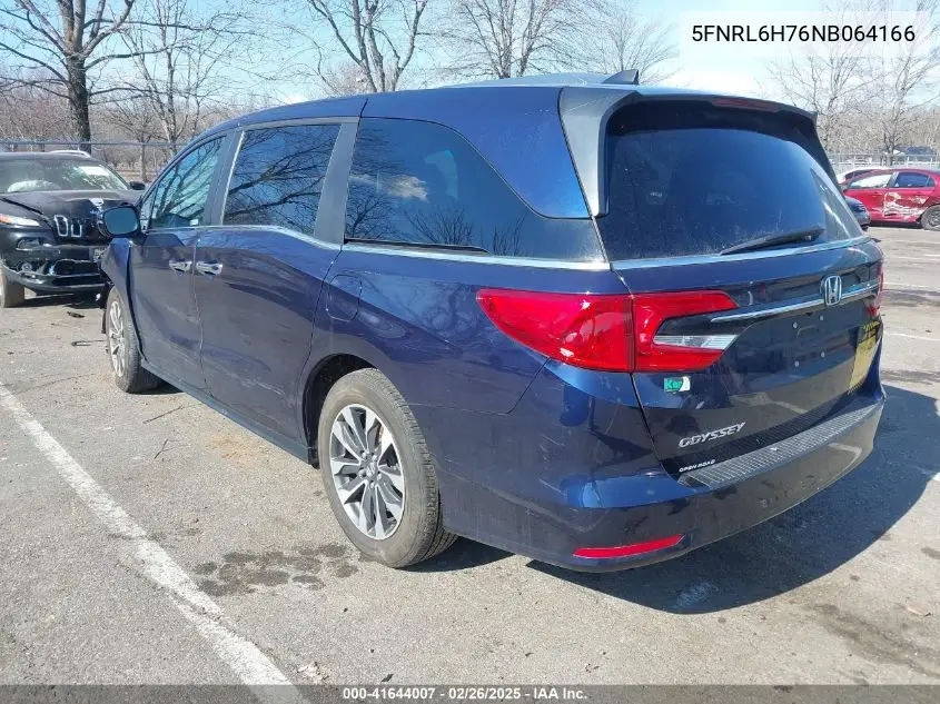 2022 Honda Odyssey Ex-L VIN: 5FNRL6H76NB064166 Lot: 41644007