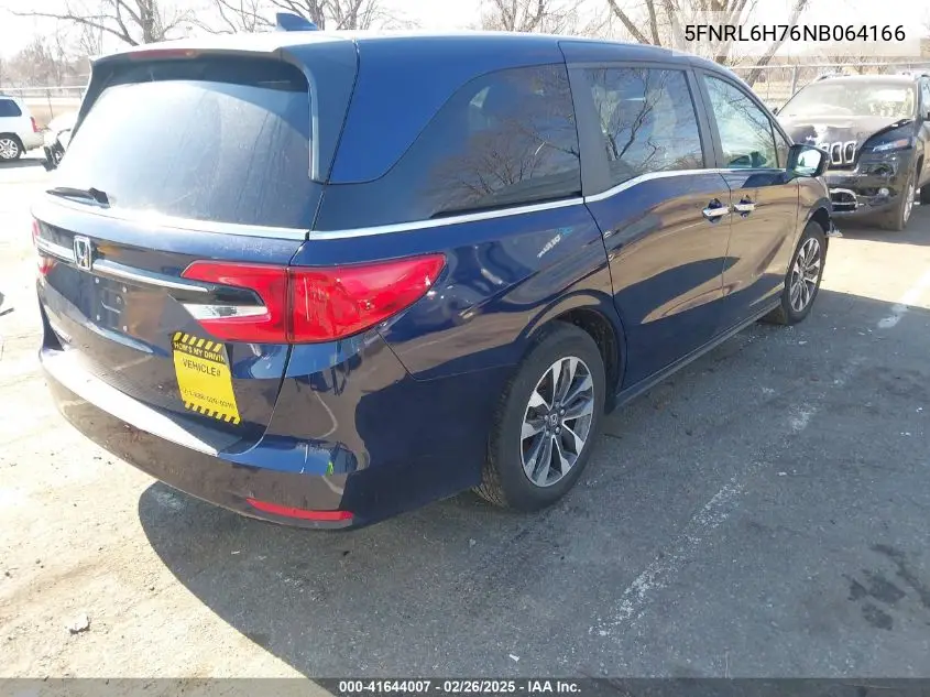 2022 Honda Odyssey Ex-L VIN: 5FNRL6H76NB064166 Lot: 41644007