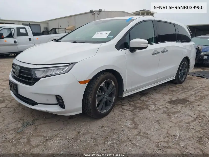 2022 Honda Odyssey Elite VIN: 5FNRL6H96NB039950 Lot: 41907106