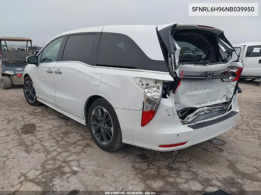 2022 Honda Odyssey Elite VIN: 5FNRL6H96NB039950 Lot: 41907106