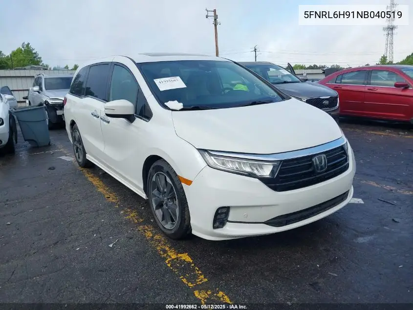 2022 Honda Odyssey Elite VIN: 5FNRL6H91NB040519 Lot: 41992662