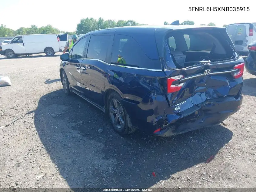 2022 Honda Odyssey Ex VIN: 5FNRL6H5XNB035915 Lot: 42049538