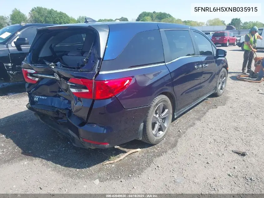 2022 Honda Odyssey Ex VIN: 5FNRL6H5XNB035915 Lot: 42049538