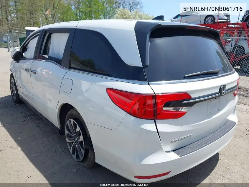 2022 Honda Odyssey Ex-L VIN: 5FNRL6H70NB061716 Lot: 42123969