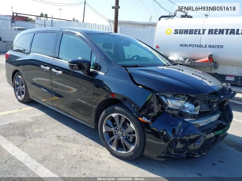 2022 Honda Odyssey Elite VIN: 5FNRL6H93NB051618 Lot: 42142707