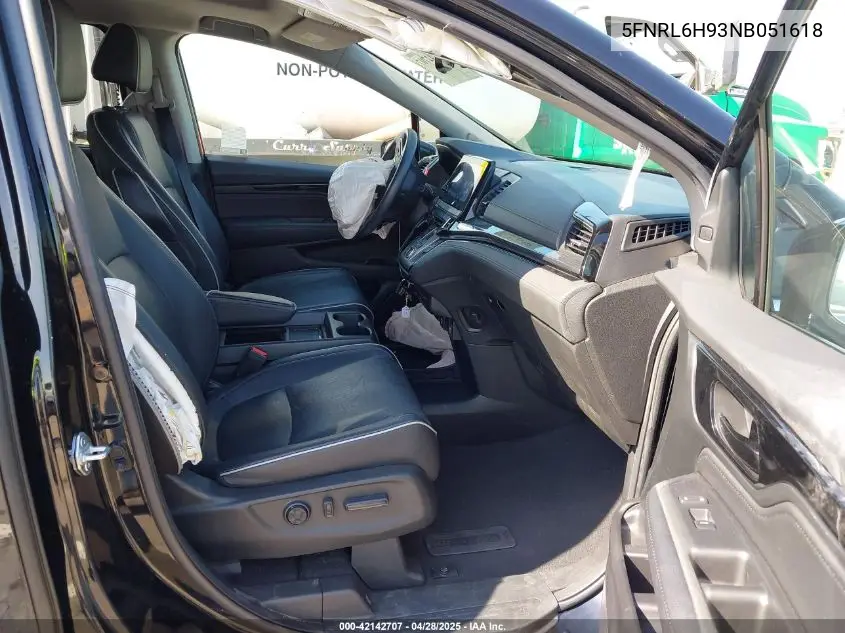 2022 Honda Odyssey Elite VIN: 5FNRL6H93NB051618 Lot: 42142707