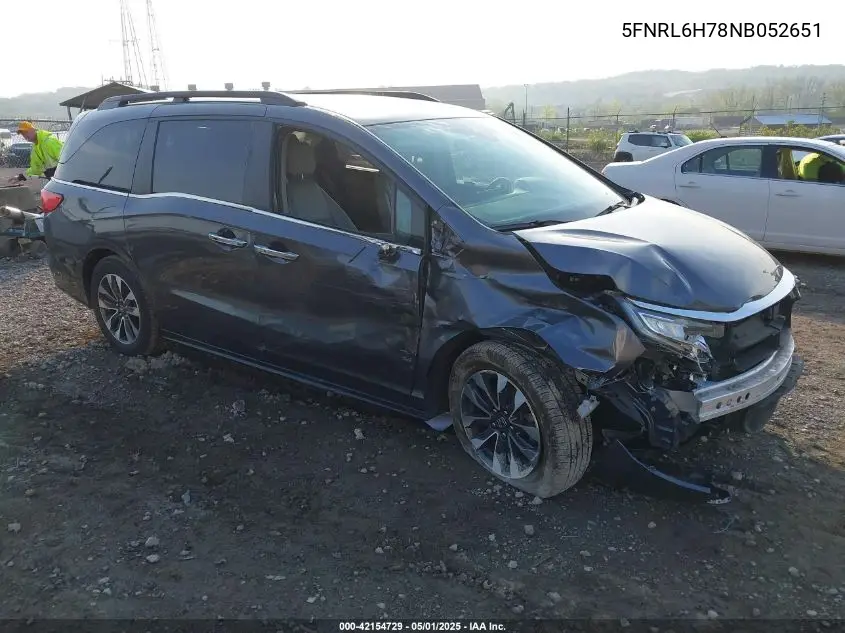 2022 Honda Odyssey Ex-L VIN: 5FNRL6H78NB052651 Lot: 42154729