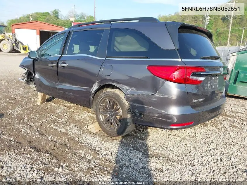 2022 Honda Odyssey Ex-L VIN: 5FNRL6H78NB052651 Lot: 42154729