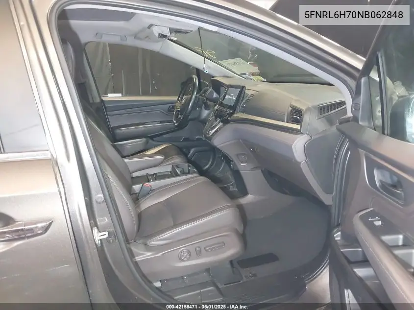 2022 Honda Odyssey Ex-L VIN: 5FNRL6H70NB062848 Lot: 42158471