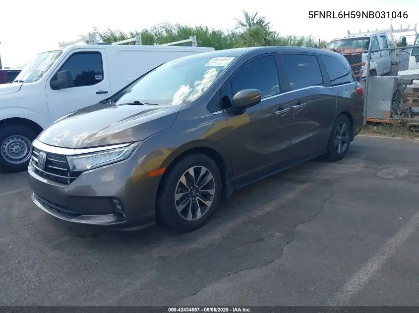 2022 Honda Odyssey Ex VIN: 5FNRL6H59NB031046 Lot: 42434557