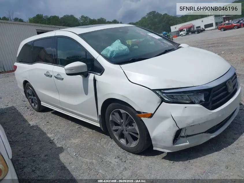 2022 Honda Odyssey Elite VIN: 5FNRL6H90NB046196 Lot: 42451855