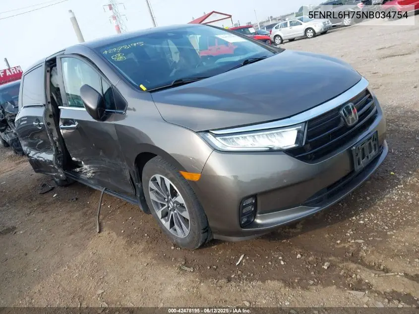 2022 Honda Odyssey Ex-L VIN: 5FNRL6H75NB034754 Lot: 42478195