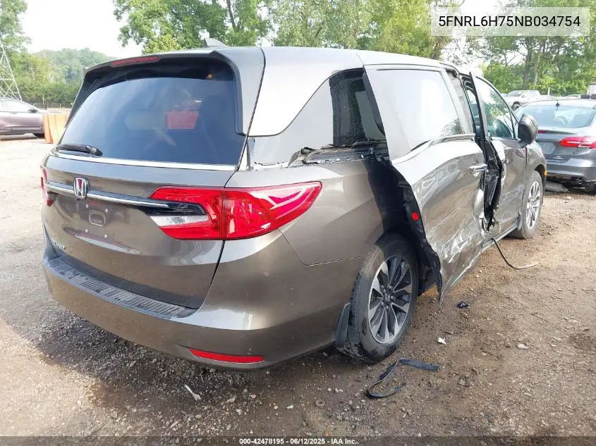 2022 Honda Odyssey Ex-L VIN: 5FNRL6H75NB034754 Lot: 42478195