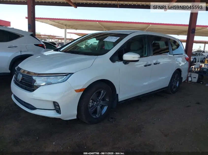2022 Honda Odyssey Ex VIN: 5FNRL6H59NB045593 Lot: 42487768