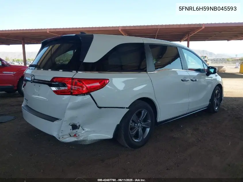 2022 Honda Odyssey Ex VIN: 5FNRL6H59NB045593 Lot: 42487768
