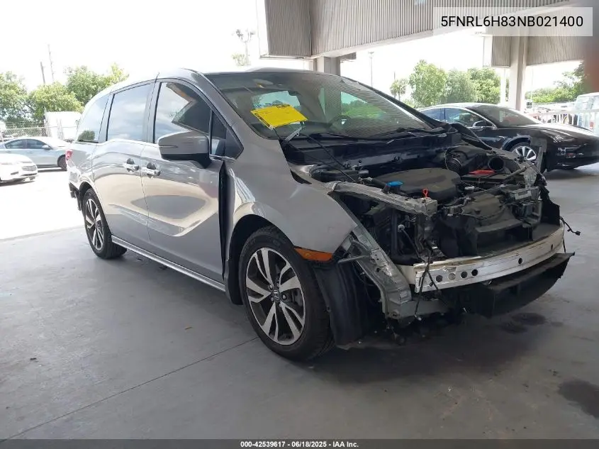 2022 Honda Odyssey Touring VIN: 5FNRL6H83NB021400 Lot: 42539617