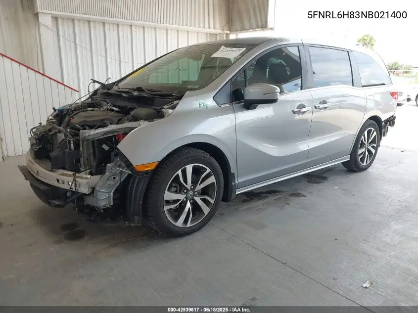 2022 Honda Odyssey Touring VIN: 5FNRL6H83NB021400 Lot: 42539617