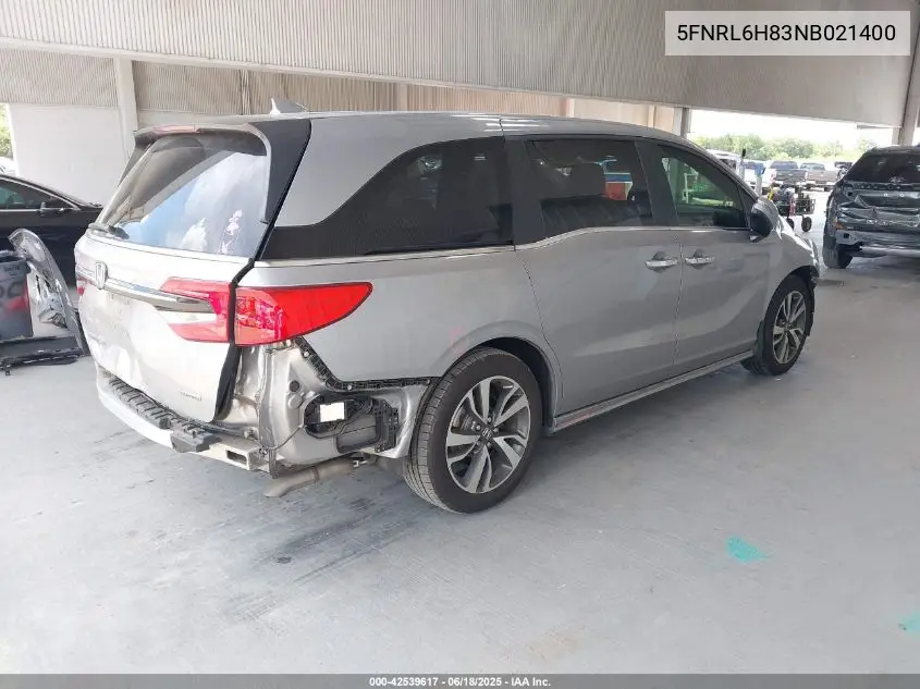 2022 Honda Odyssey Touring VIN: 5FNRL6H83NB021400 Lot: 42539617