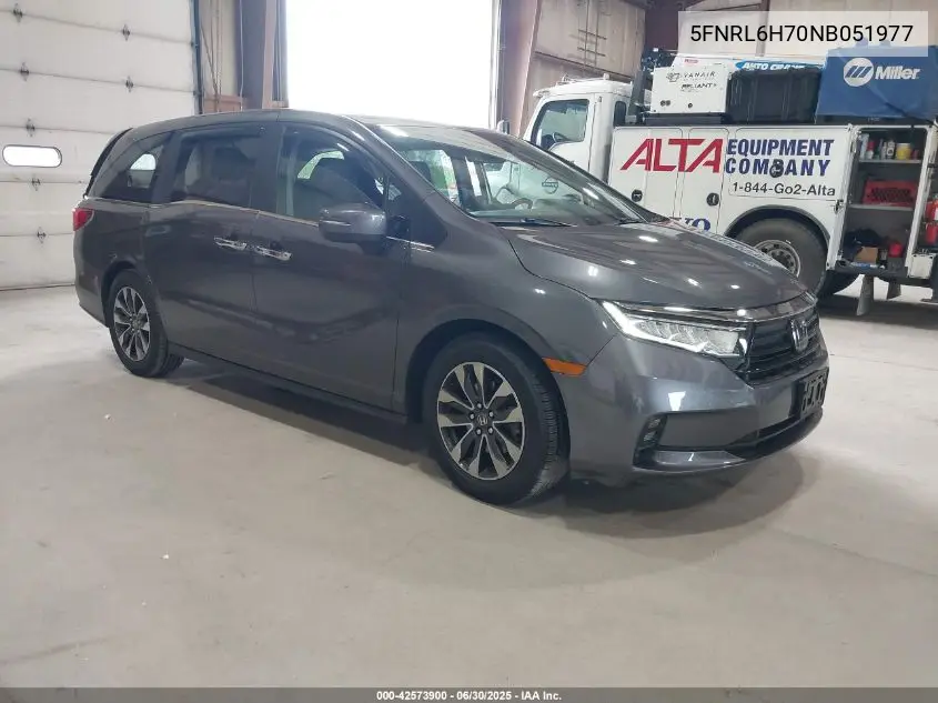 2022 Honda Odyssey Ex-L VIN: 5FNRL6H70NB051977 Lot: 42573900