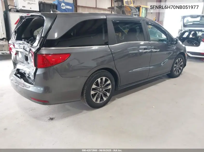 2022 Honda Odyssey Ex-L VIN: 5FNRL6H70NB051977 Lot: 42573900
