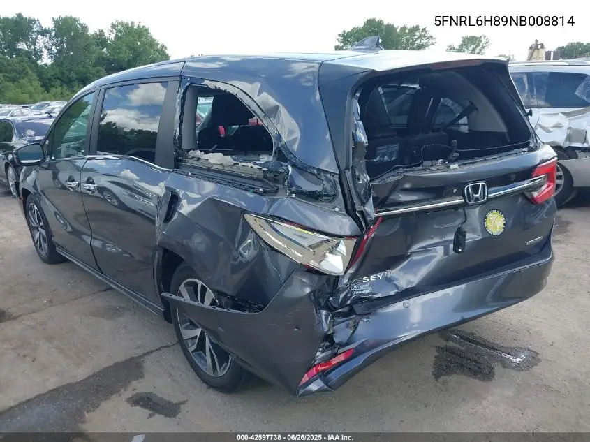 2022 Honda Odyssey Touring VIN: 5FNRL6H89NB008814 Lot: 42597738