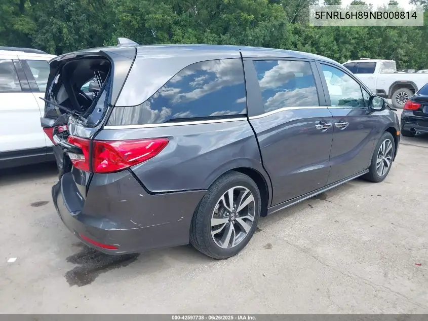 2022 Honda Odyssey Touring VIN: 5FNRL6H89NB008814 Lot: 42597738
